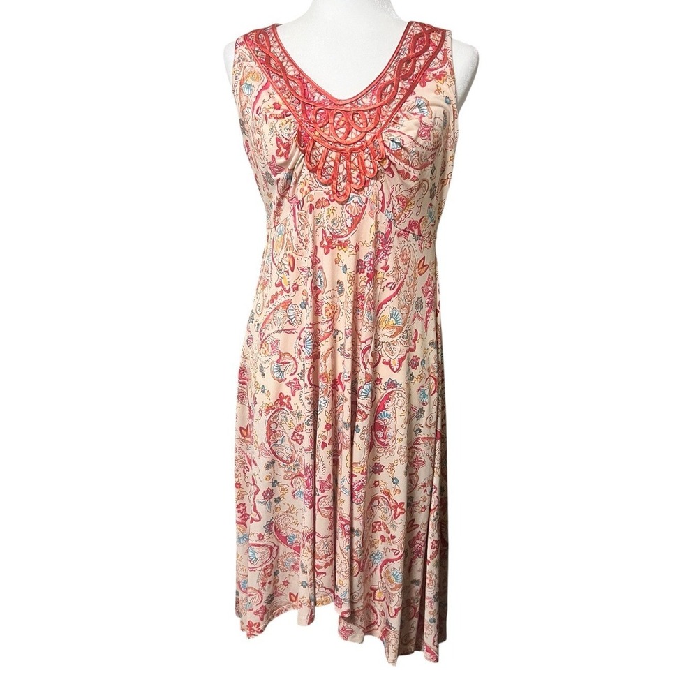World Unity Maxi Dress Medium Handkerchief Hem Boho Festival Crochet Y2K Boho